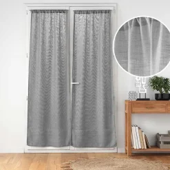 Paire de voilages passe-tringle 2 x 70 x 240 cm Effet lin tissé HALTONA Gris