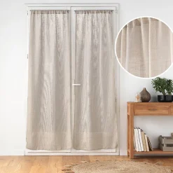 Paire de voilages passe-tringle 2 x 70 x 240 cm Effet lin tissé HALTONA Noisette