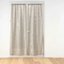 Paire de voilages passe-tringle 2 x 70 x 240 cm Effet lin tissé HALTONA Noisette
