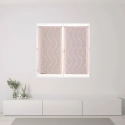Paire de Voilages Petits-Nœuds Vieux-Rose 60x120cm - Finition Passe-Tringle