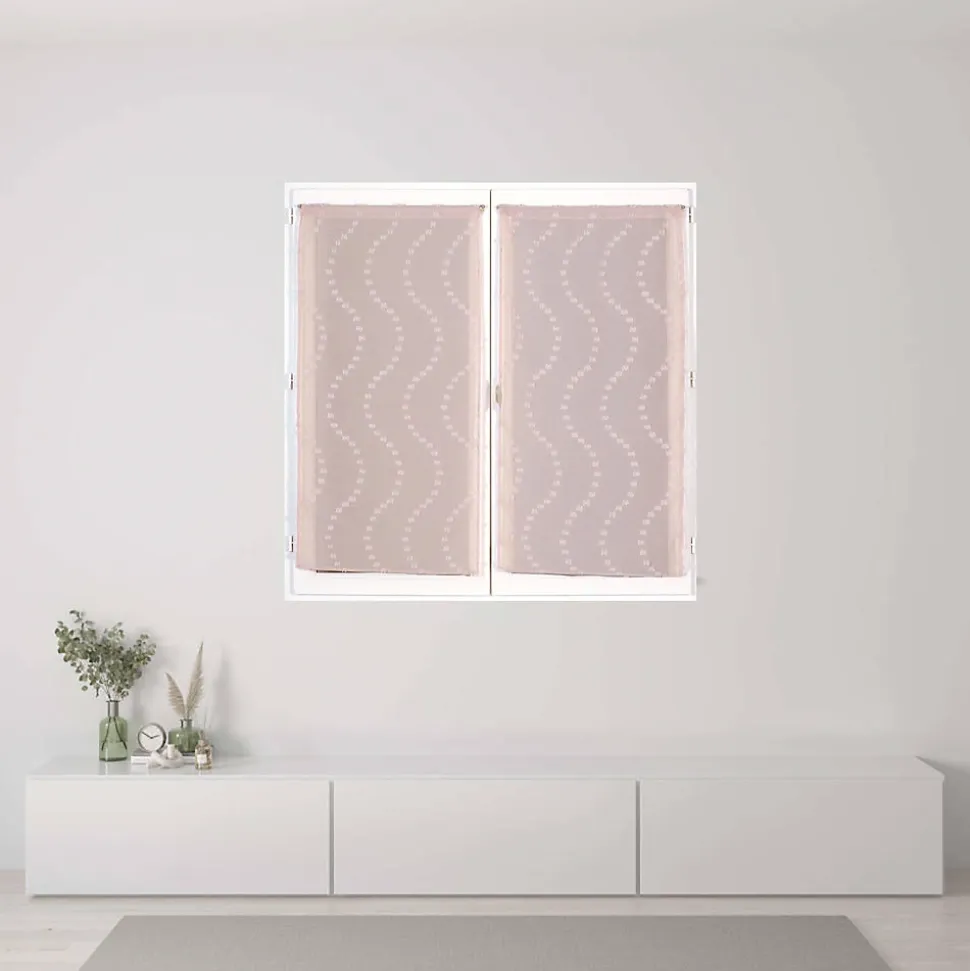Paire de Voilages Petits-Nœuds Vieux-Rose 60x160cm - Décoration Élégante