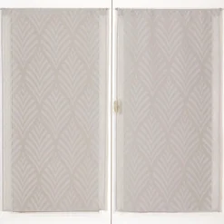 Paire de Voilages Reliefés à Motif Palmes 60x160cm - Gris élégant pour votre intérieur
