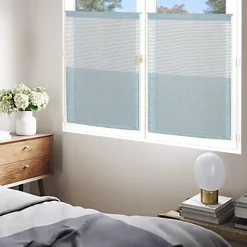 Paire de Voilages Étamine Rayée Céladon 60x160cm - Décoration Élégante et Pratique