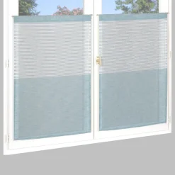 Paire de Voilages Étamine Rayée Céladon 60x160cm - Décoration Élégante et Pratique