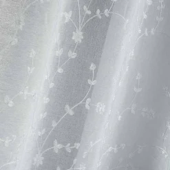Paire droite passants 2 x 60 x 120 cm voile sable brode petite fleur Blanc/Blanc