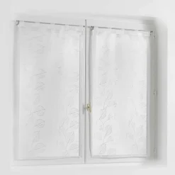 Paire droite passants 2 x 60 x 120 cm voile sable brode edenia Blanc