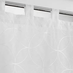 Paire droite passants 2 x 60 x 120 cm voile sablé brodé Olympia Blanc
