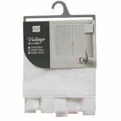 Paire droite passants 2 x 60 x 120 cm voile sablé brodé Olympia Blanc
