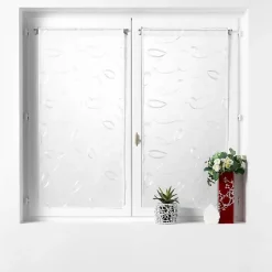 Paire droite passe tringle 2 x 60 x 90 cm voile sable brode hoops Blanc