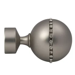Paire embouts de tringle "Sphère strassée" (Diam. 20 mm - Gris souris)