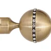 Paire embouts de tringle "Sphère strassée" (Diam. 20 mm - Doré)