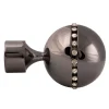 Paire embouts de tringle "Sphère strassée" (Diam. 20 mm - Gris Foncé)