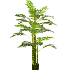 Palmier areca artificiel H.190 cm plante artificielle tropicale 30 grandes feuilles grand réalisme pot inclus vert