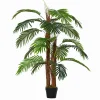Palmier artificiel hauteur 1,2 m arbre artificiel tronc branches lichen feuilles grand réalisme pot inclus