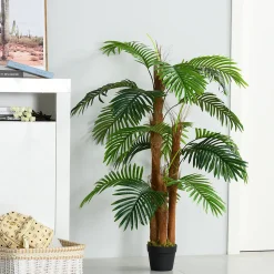 Palmier artificiel hauteur 1,2 m arbre artificiel tronc branches lichen feuilles grand réalisme pot inclus