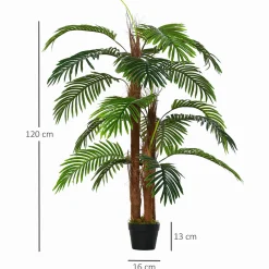 Palmier artificiel hauteur 1,2 m arbre artificiel tronc branches lichen feuilles grand réalisme pot inclus