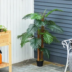 Palmier artificiel hauteur 1,2 m arbre artificiel tronc branches lichen feuilles grand réalisme pot inclus