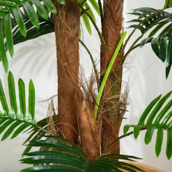 Palmier artificiel hauteur 1,2 m arbre artificiel tronc branches lichen feuilles grand réalisme pot inclus