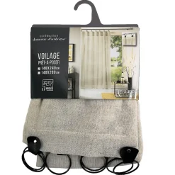 Panneau a anneaux 140 x 240 cm voile tisse linka Naturel