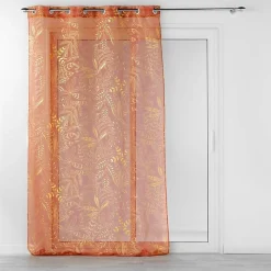 Panneau a oeillets 140 x 280 cm voile sable imp. metallise belflor Terracotta/or