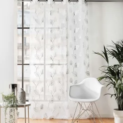 Panneau a oeillets 140 x 280 cm voile sable imprime metallise edelia Argent