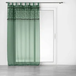 Panneau a passants 140 x 240 cm voile sable+top imprime+pompon milagreen Vert