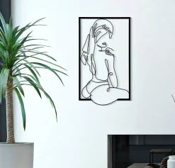 Panneau décoratif 3D en métal noir fille 40x1,3x70 cm