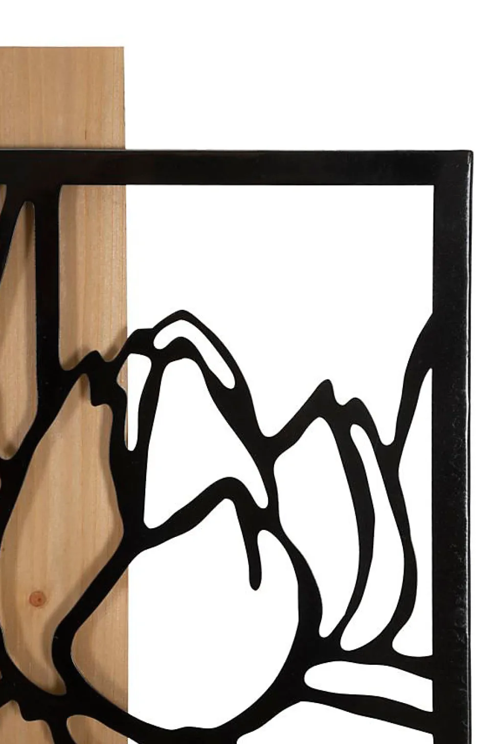 Panneau décoratif 3D en métal noir bois marron fleur 60x2x90 cm