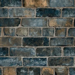 Papier peint à motif vinyle intissé GoodHome Elba aspect terre cuite bleu marine et ocre
