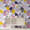Papier peint à motifs géométriques ambiance des années 70 - 85x260 cm (l x h)