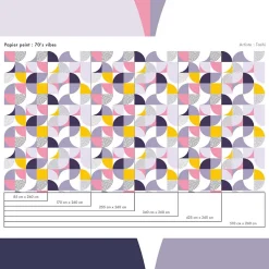 Papier peint à motifs géométriques ambiance des années 70 - 85x260 cm (l x h)