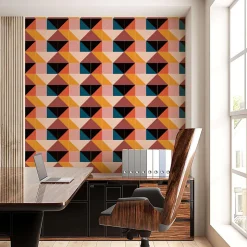 Papier peint à motifs géométriques Tido des années 70 - 170x260 cm (l x h)