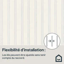 Papier peint à peindre vinyle intissé à rayures blanc L. 2500 x l. 106 cm GoodHome Haddon