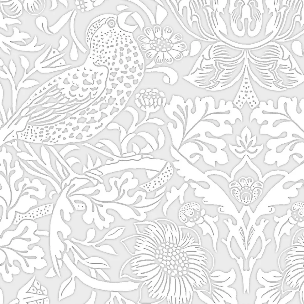 Papier peint à peindre vinyle intissé fleuri L.1000 x l.52 cm William Morris Strawberry