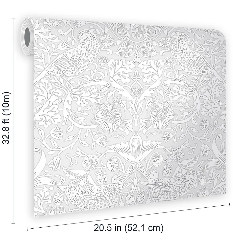 Papier peint à peindre vinyle intissé fleuri L.1000 x l.52 cm William Morris Strawberry
