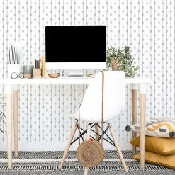 Papier peint adhésif boheme flèches gris et blanc en vinyle lavable et amovible - 1 rouleau 50x300 cm - Decochic