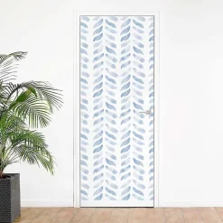 Papier peint adhésif chevron bleu et blanc en vinyle lavable et amovible - 1 rouleau 50x300 cm - Decochic