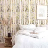 Papier peint adhésif feuilles vintage moutarde et rose en vinyle lavable et amovible - 1 rouleau 50x300 cm - Decochic