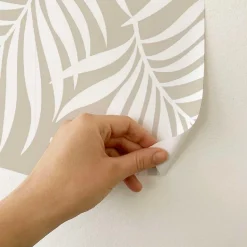 Papier peint adhésif feuilles tropicales écru en vinyle lavable et amovible - 1 rouleau 50x300 cm - Decochic