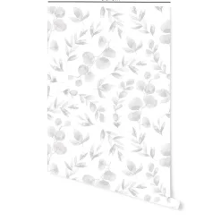 Papier peint adhésif feuillage aquarelle gris en vinyle lavable et amovible - 1 rouleau 50x300 cm - Decochic