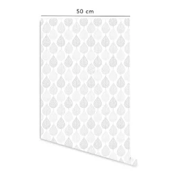 Papier peint adhésif feuilles gris en vinyle lavable et amovible - 1 rouleau 50x300 cm - Decochic