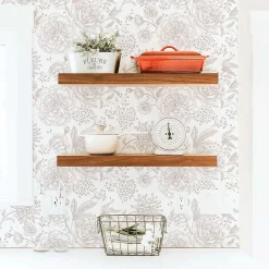 Papier peint adhésif fleurie chambre blanc et écru en vinyle lavable et amovible - 1 rouleau 50x300 cm - Decochic
