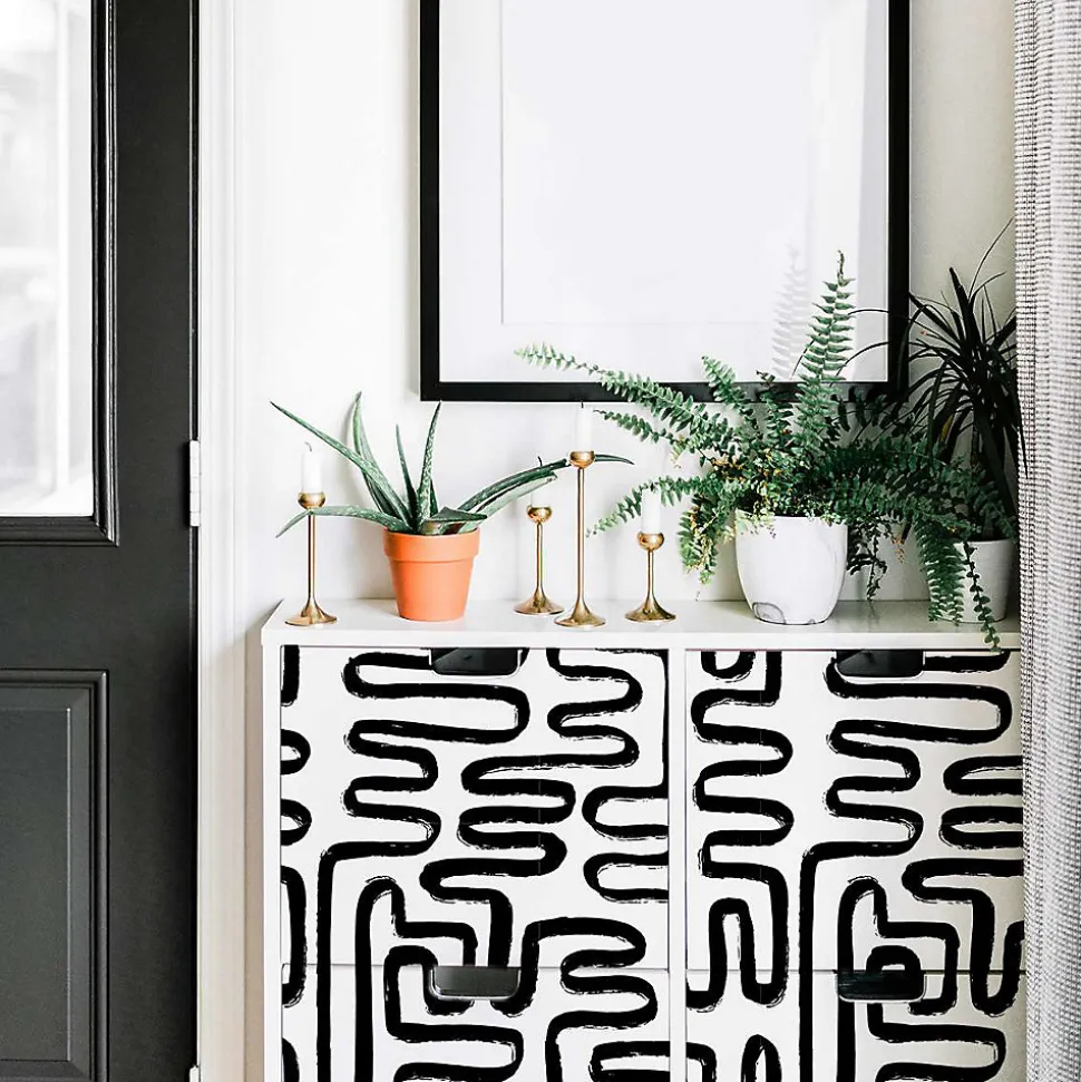 Papier peint adhésif jardin zen noir en vinyle lavable et amovible - 1 rouleau 50x300 cm - Decochic