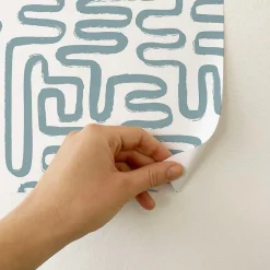 Papier peint adhésif jardin zen bleu en vinyle lavable et amovible - 1 rouleau 50x300 cm - Decochic