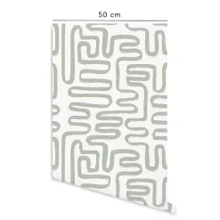 Papier peint adhésif jardin zen vert en vinyle lavable et amovible - 1 rouleau 50x300 cm - Decochic