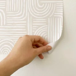 Papier peint adhésif labyrinthe ivoire en vinyle lavable et amovible - 1 rouleau 50x300 cm - Decochic