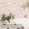 Papier peint adhésif licornes rose en vinyle lavable et amovible - 1 rouleau 50x300 cm - Decochic