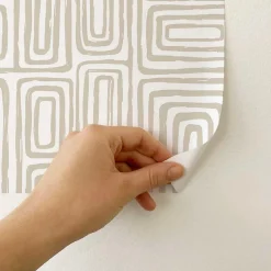 Papier peint adhésif ligne d'encre écru en vinyle lavable et amovible - 1 rouleau 50x300 cm - Decochic