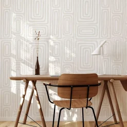 Papier peint adhésif ligne d'encre ivoire en vinyle lavable et amovible - 1 rouleau 50x300 cm - Decochic