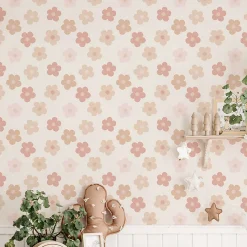 Papier peint adhésif marguerites rose en vinyle lavable et amovible - 1 rouleau 50x300 cm - Decochic